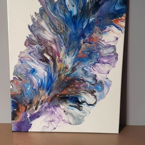 SOLD - COLORED FEATHER 18X24